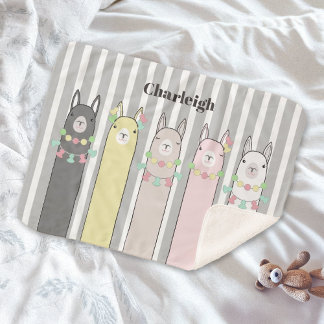 Cobertor Sherpa Llamas Coloridas Personalizadas Crianças Animais B