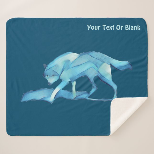 Cobertor Sherpa Lobo Azul (Frente (Horizontal))