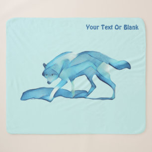 Cobertor Sherpa Lobo Azul Na Neve