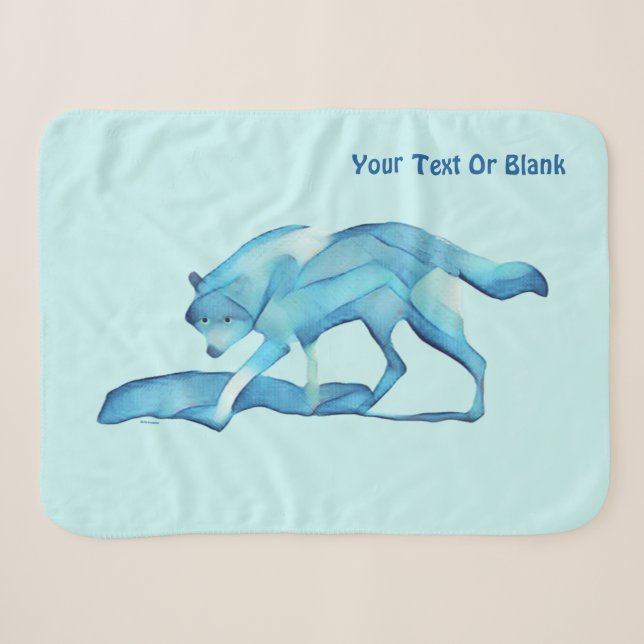 Cobertor Sherpa Lobo Azul Na Neve (Frente (Horizontal))