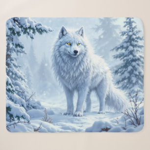 Cobertor Sherpa Lobo-neve selvagem predadores natureza arte de inv
