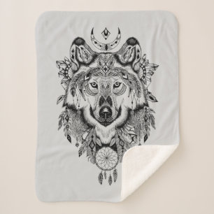 Cobertor Sherpa Lobo tribal indiano