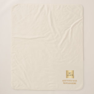 Cobertor Sherpa Logotipo corporativo creme bege presente texto da
