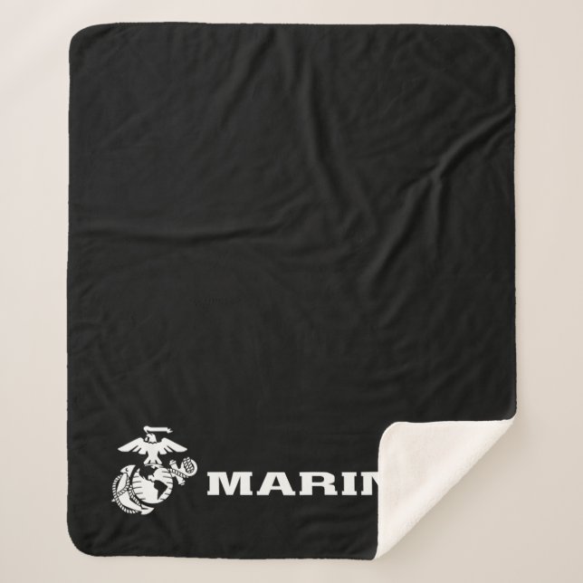 Cobertor Sherpa Logotipo USMC - Branco (Frente)