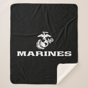 Cobertor Sherpa Logotipo USMC empilhado - Branco