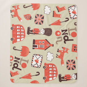 Cobertor Sherpa London Childish Design de Padrão Engraçado