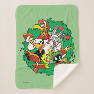 Cobertor Sherpa LOONEY TUNES™ - Frota de Natal do Grupo
