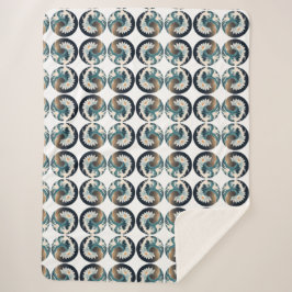 Cobertor Sherpa Lotus Branco e Onda Oceânica - Elegância em movime