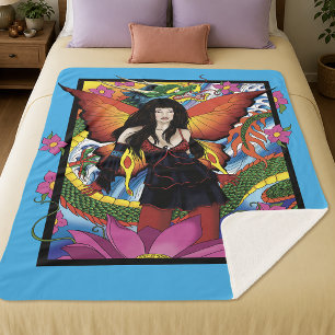 Cobertor Sherpa Lotus Fairy Chinese Water Dragon