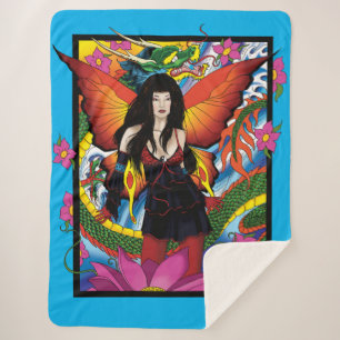 Cobertor Sherpa Lotus Fairy Chinese Water Dragon