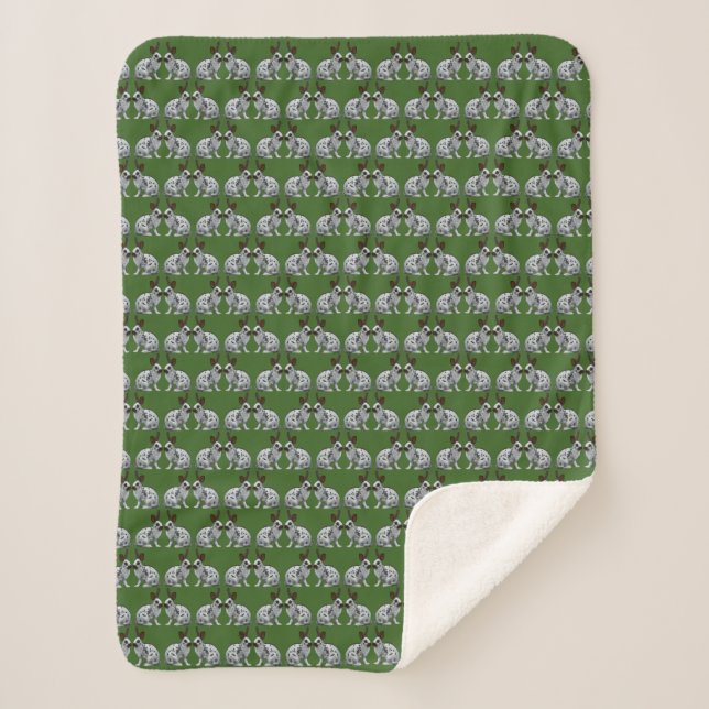 Cobertor Sherpa Loucura de Coelho Inglês (Verde) (Frente)
