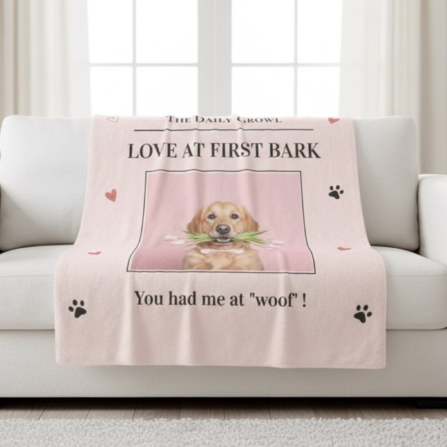 Cobertor Sherpa Love at First Bark Personalized Dog (Criador carregado)