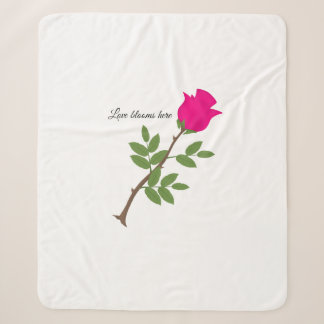 Cobertor Sherpa Love Blooms Here Retro Pink Rose Sherpa Blanket