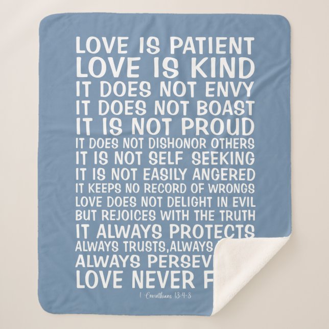 Cobertor Sherpa Love Never Fails Sherpa Blanket (Frente)