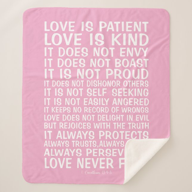 Cobertor Sherpa Love Never Fails Sherpa Blanket (Frente)