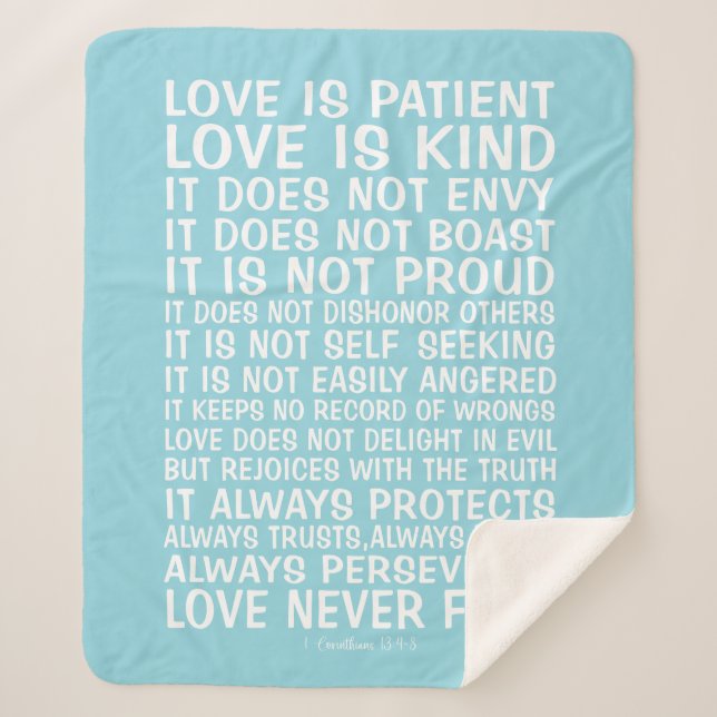 Cobertor Sherpa Love Never Fails Sherpa Blanket (Frente)