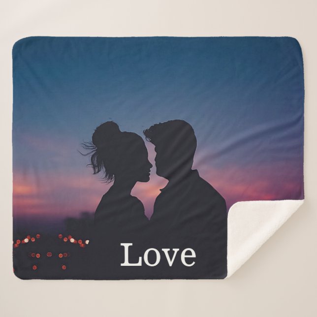 Cobertor Sherpa Love Script Weding Photo Keepsasaame (Frente (Horizontal))