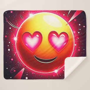 Cobertor Sherpa Love Sparkle Emoji Hearts