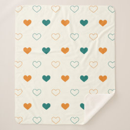 Cobertor Sherpa Lovely hearts / green orange cream