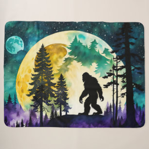 Cobertor Sherpa Lua de Cheio Sasquatch na Montanha