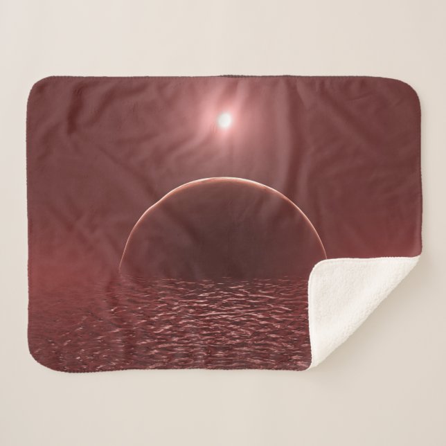 Cobertor Sherpa Lua do Oceano Escarlate (Frente (Horizontal))
