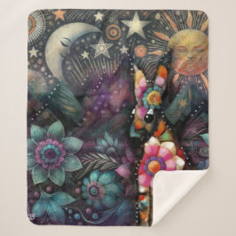 Cobertor Sherpa Lua Floral do Southwest Coyote Animal