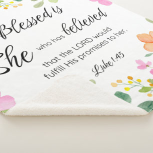 Cobertor Sherpa Luke 1:45 Abençoado é Ela, Escritura de Escritura 