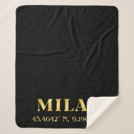 Cobertor Sherpa Lux Dourado Milan Latitude & Longitude Black