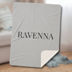 Cobertor Sherpa Luxo Greige com Serifa Nome Personalizado Customiz