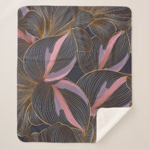 Cobertor Sherpa Luxury golden seamless floral background with trop