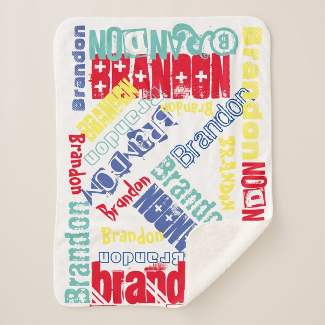 Cobertor Sherpa Macio SoF Verão Nome Personalizado Colora (Frente)