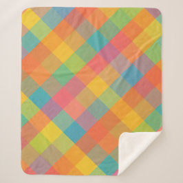 Cobertor Sherpa Madras Breeze - Xadrez Diagonal - Vazio Sherpa Fle