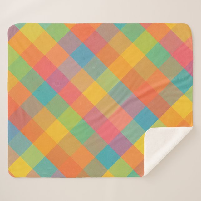 Cobertor Sherpa Madras Breeze - Xadrez Diagonal - Vazio Sherpa Fle (Frente (Horizontal))