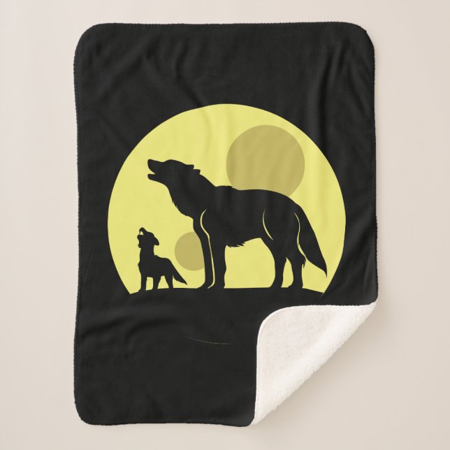 Cobertor Sherpa Madre e Wolf Pup (Frente)