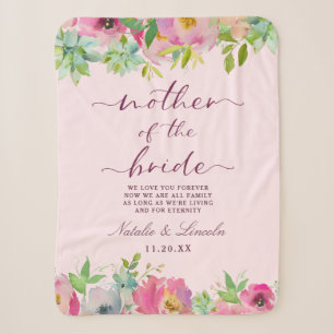 Cobertor Sherpa Mãe da Noiva Blooming Chic Mint & Blush