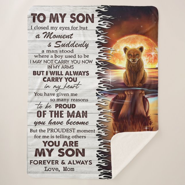 Cobertor Sherpa Mãe De Leão Ao Meu Filho Eu Fechei Os Olhos (Frente)