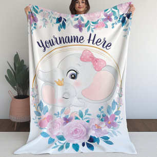 Cobertor Sherpa Mãe e Elefante Bebês, cor-de-rosa, coroa