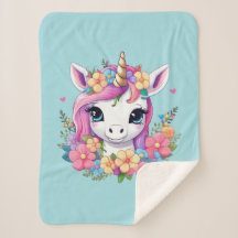 Magical Baby Unicorn with Flowers