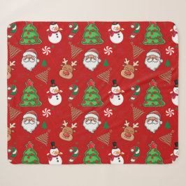 Cobertor Sherpa Magical Christmas – Santa, Reindeer & Snowflakes