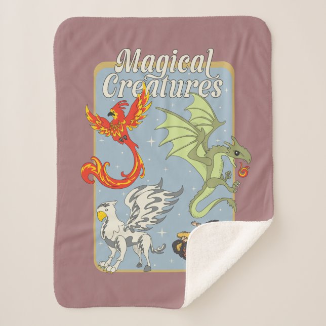 Cobertor Sherpa Magical Creatures Vintage Graphic (Frente)