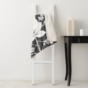 Cobertor Sherpa Magnolia Line Art Elegante - Floral Minimalista