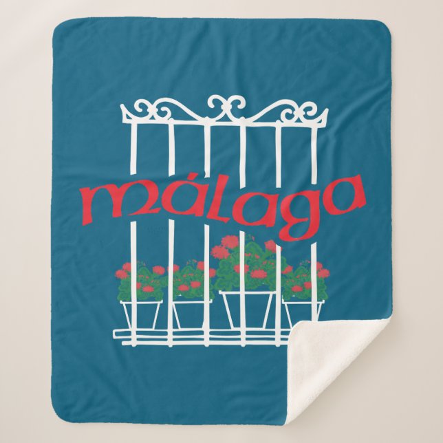 Cobertor Sherpa Malaga, janela com flores (Frente)