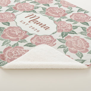 Cobertor Sherpa Mama Peony Personalizado Nome Cust