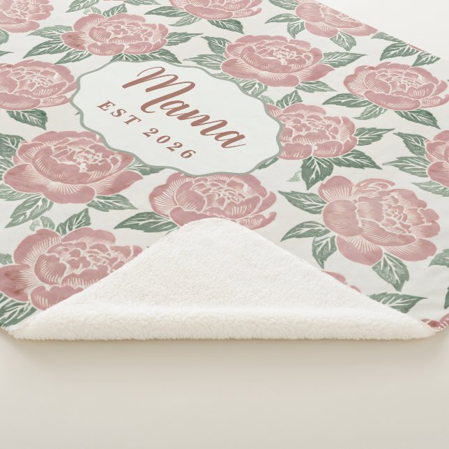 Cobertor Sherpa Mama Peony Personalizado Nome Cust (3/4)