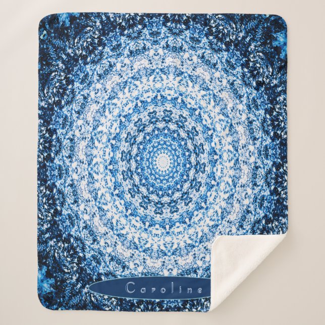 Cobertor Sherpa Mandala Azul Personalizada (Frente)