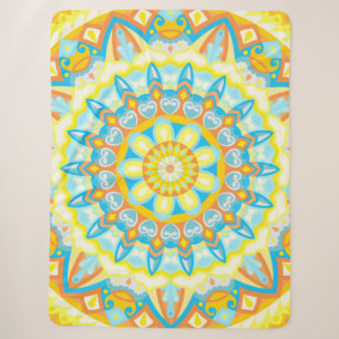 Cobertor Sherpa Mandala de Verão Amarelo Laranja Boho Aconchegante