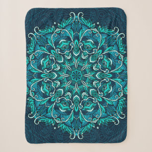 Cobertor Sherpa Mandala étnica azul. Cópia de rasto