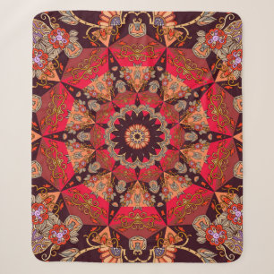 Cobertor Sherpa Mandala luxuosa, perfeita, floral estrelado.