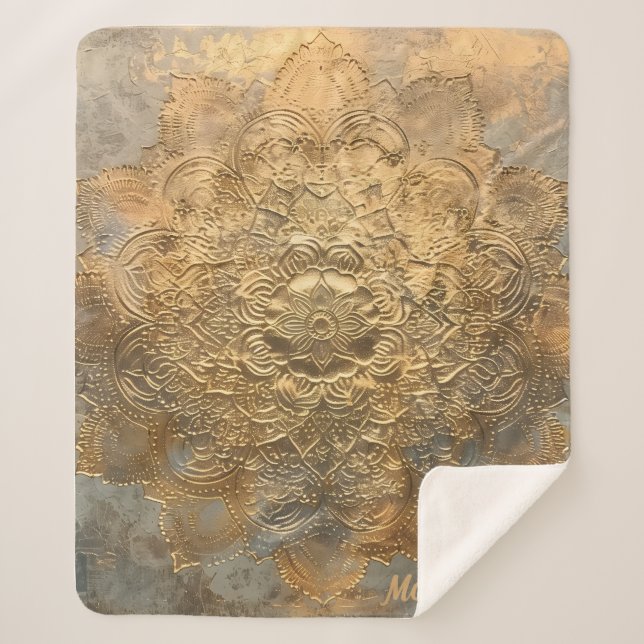 Cobertor Sherpa Mandala personalizado | Elegante Boho Gift (Frente)