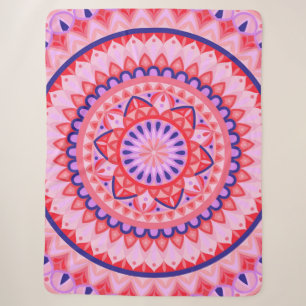 Cobertor Sherpa Mandala Rosa Boho Padrão Geométrico de Amor Vibran